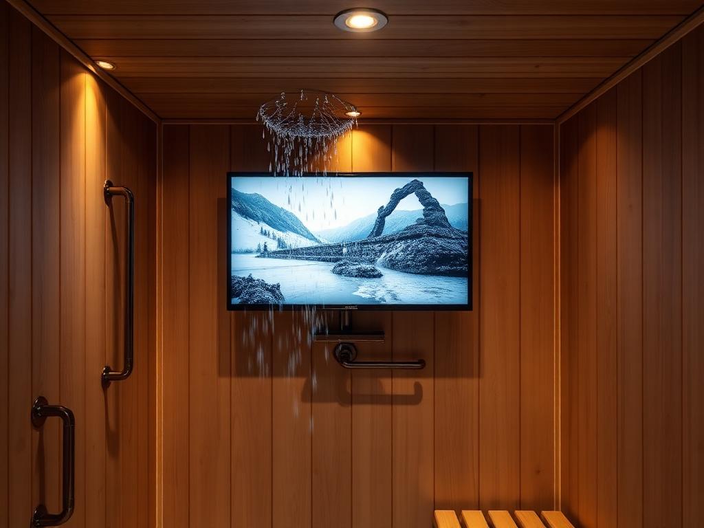 TV mockup inside HeatLabs sauna setup